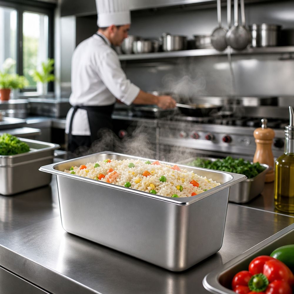 Commercial Grade Stainless Steel Deep Food Storage Buffet Pan For Kitchen