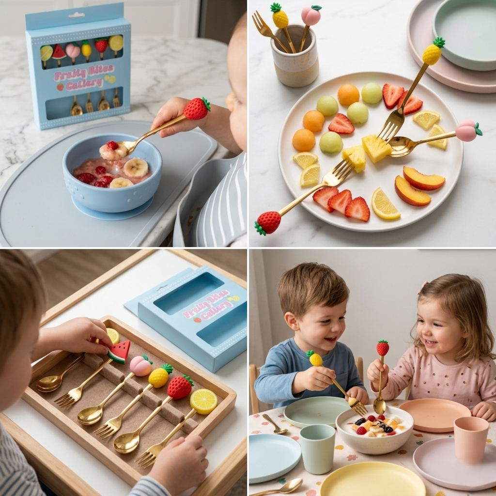 FRUITY BITES PREMIUM GOLDEN KIDS CUTLERY 6PCS SET