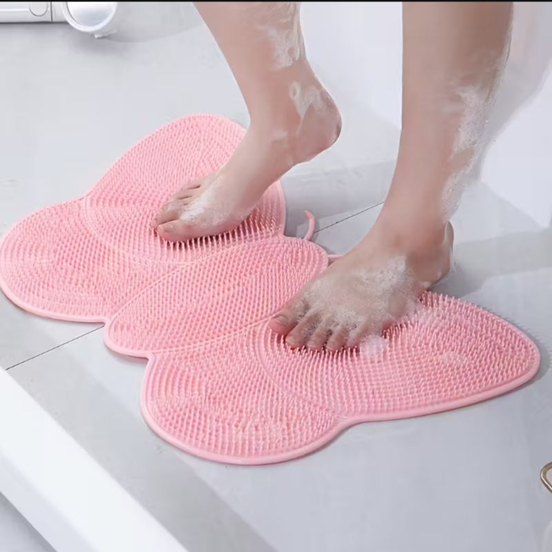 Butterfly Non-Slip Shower Mat & Foot Scrubber