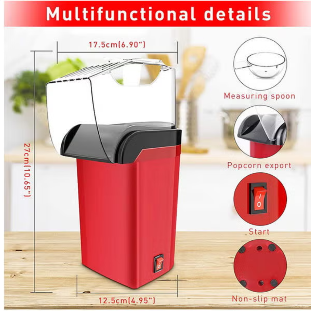 Mini Electric Popcorn Popper - Oil-Free (1200W)
