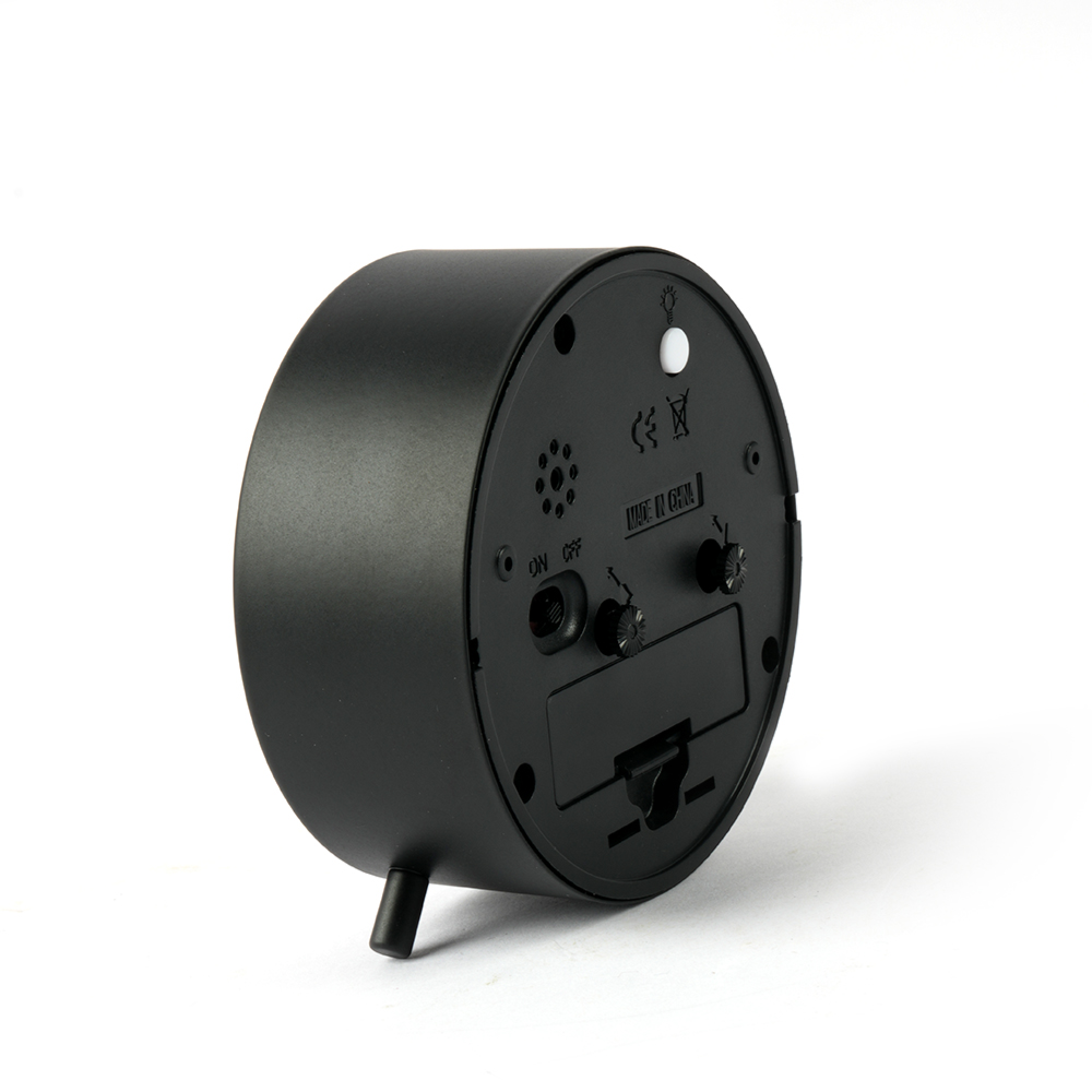 Modern Mini Alarm Clock 10cm  Classic Black & White Silent Table Clock for Bedroom, Office & Study Desk