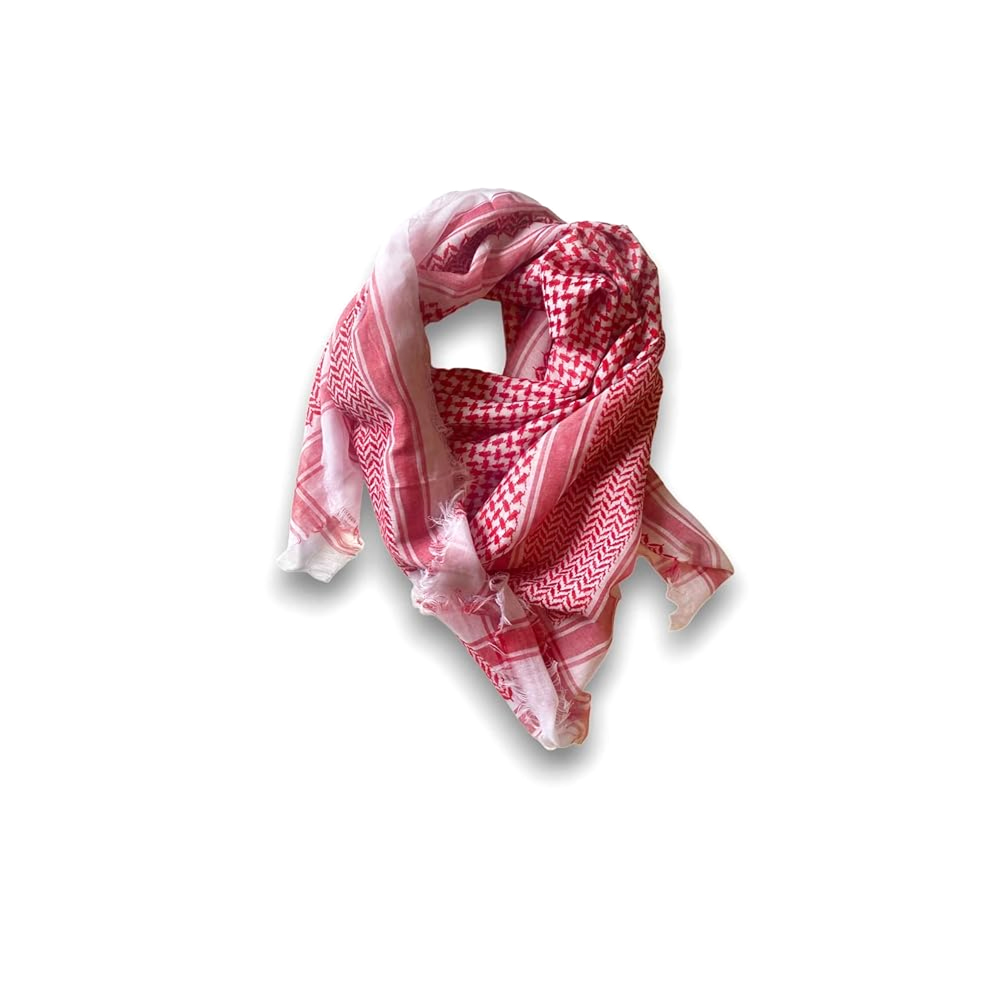 Premium Men’s Arab Shemagh Kaffiyeh - Classic Red & White