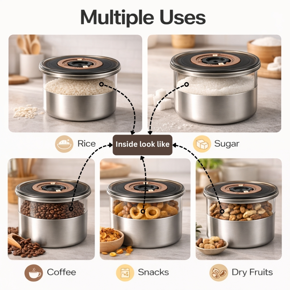 Stainless Steel Lunch Box 1L – Durable Food Storage Container (15cm × 9cm)