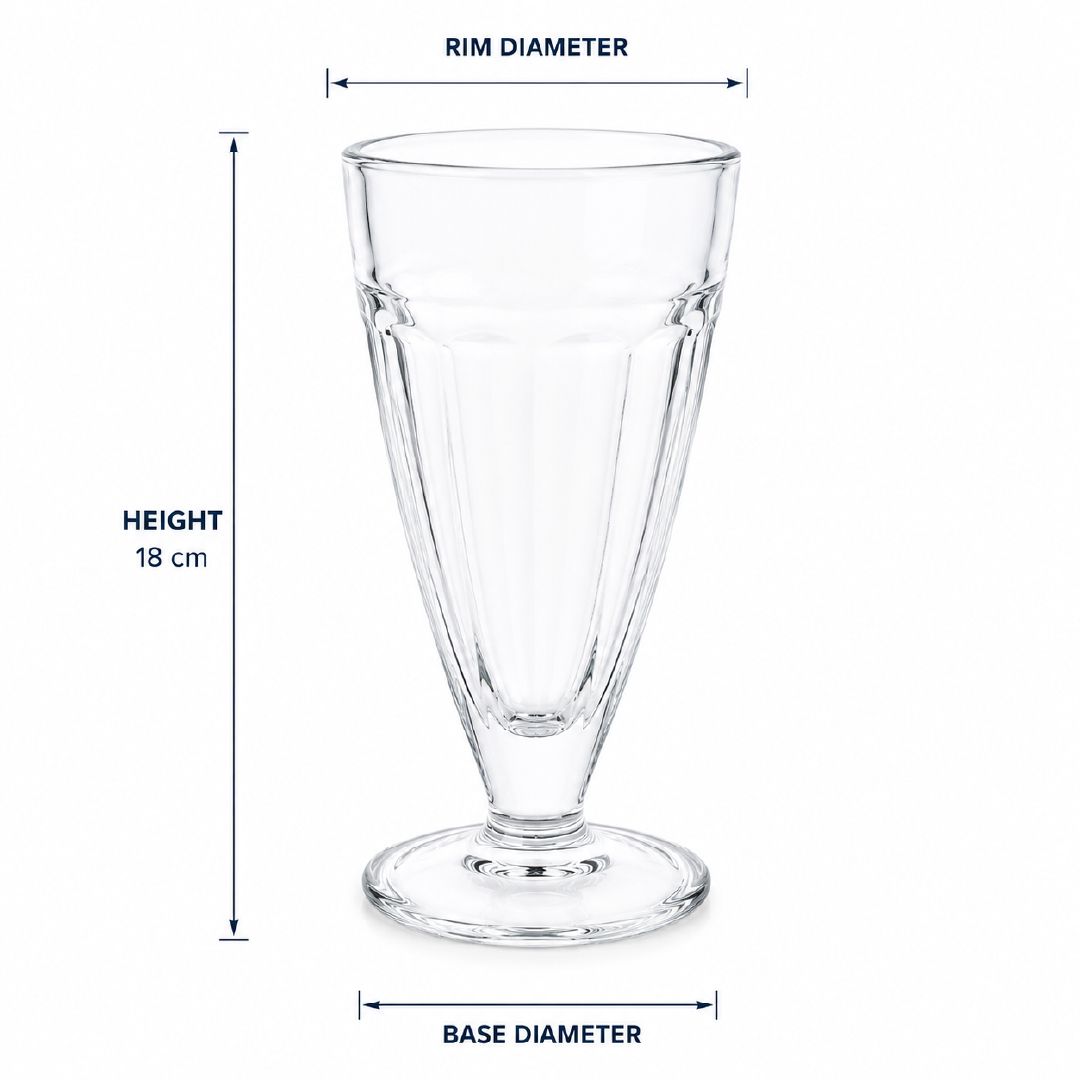 Minimalist Paneled Glass Sundae Milkshake Fountain Glass – 18 Cm – Transparent