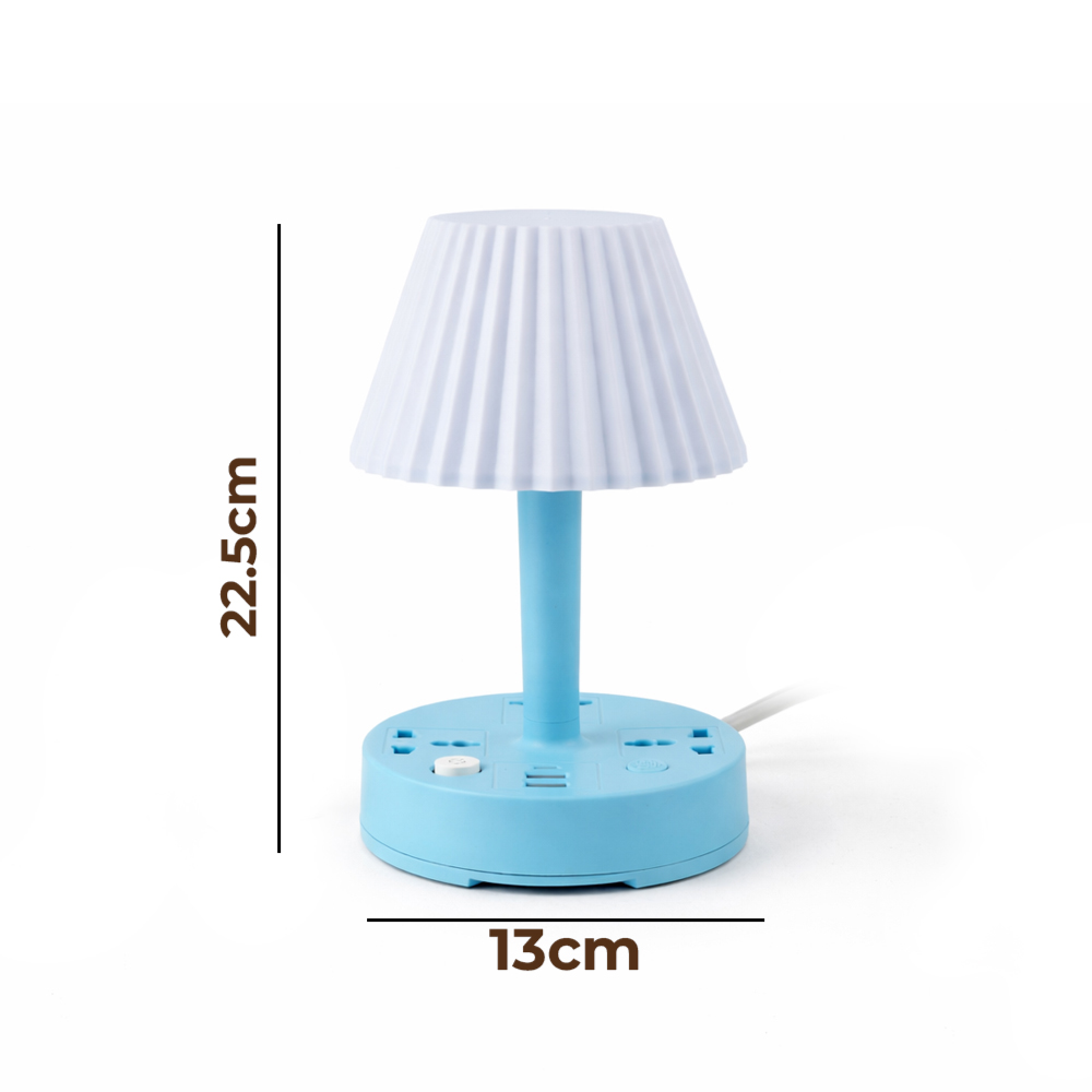 Smart Multi-Functional Desk Lamp with 3 AC Outlets & 2 USB Ports – Bedside Night Light & Power Hub
