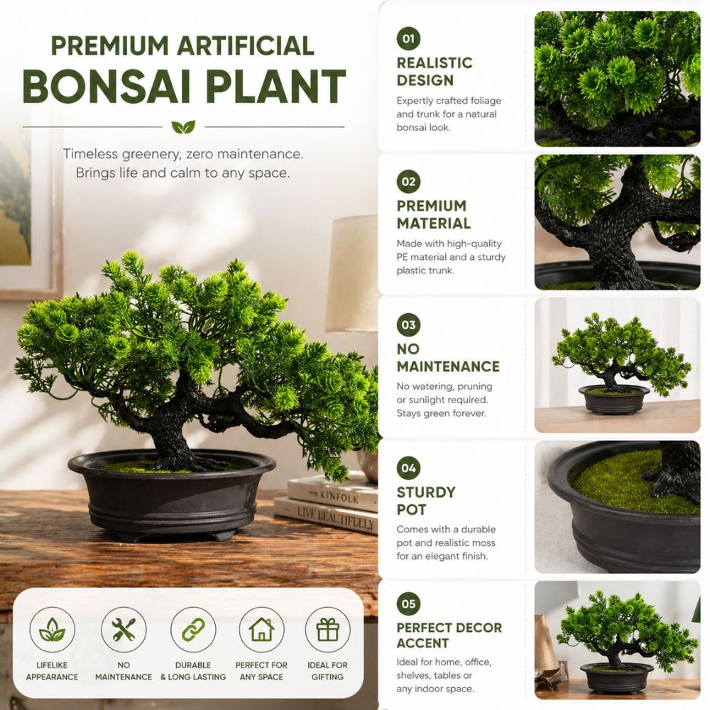 Premium Lifelike Artificial Bonsai Tree Indoor Home Decor Accent