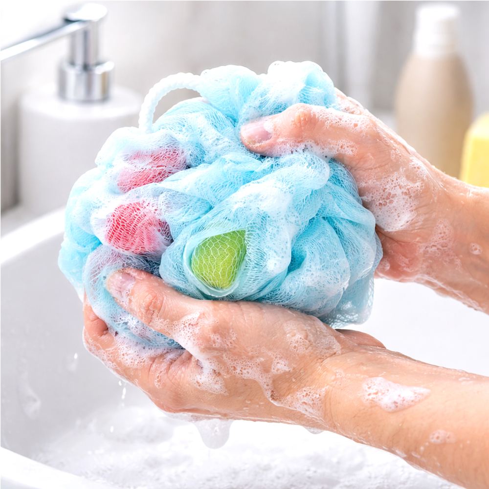 XL Loofah Bath Sponge - Extra Foaming (Green-Blue)