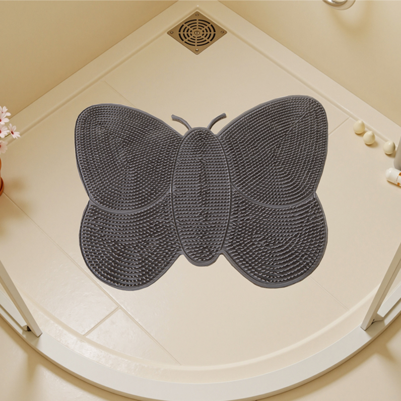 Butterfly Non-Slip Shower Mat & Foot Scrubber