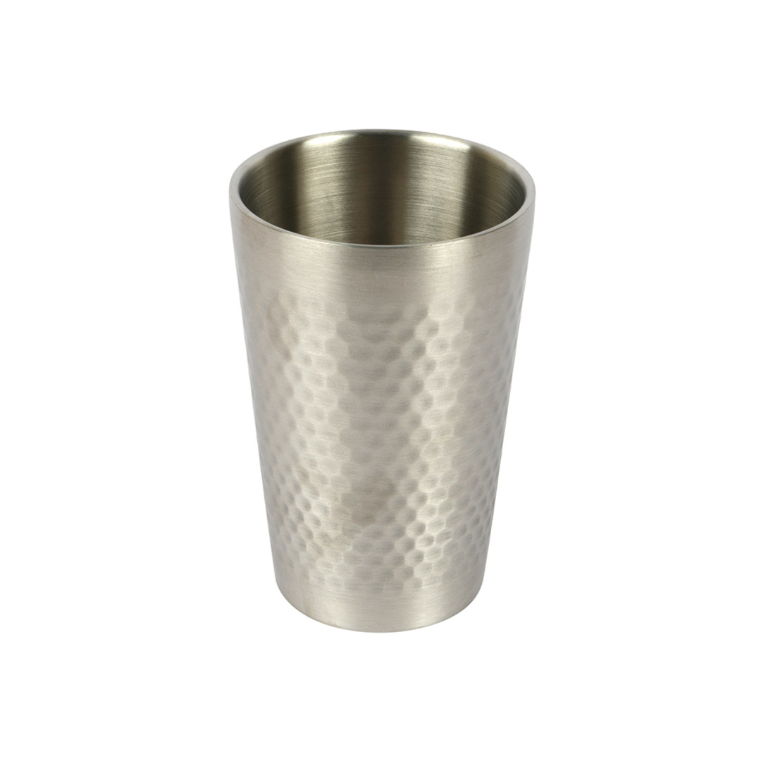 Premium Stainless Steel distinctive hammered texture pattern Drinking Cup – Unbreakable & Reusable Metal Tumbler for Camping & Home (Silver, 500ml)