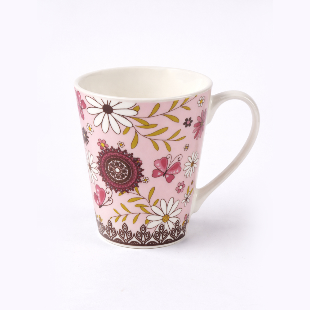 Premium Floral Printed Ceramic Coffee Mug 10cm x 9cm – Elegant Flower Design Tea Cup for Home & Office