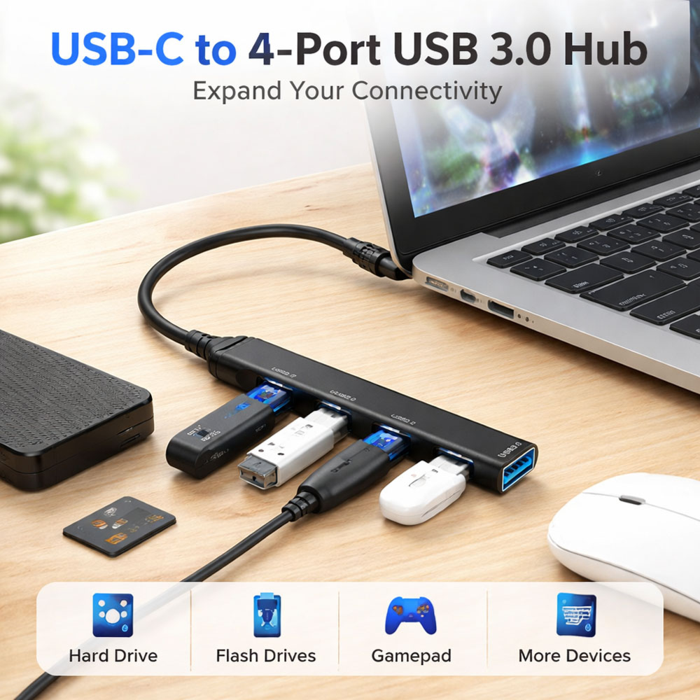 Yourz Mu7 4-in-1 Docking Station Adaptor ( 4-Usb 3.0 Ports to Usb-C)