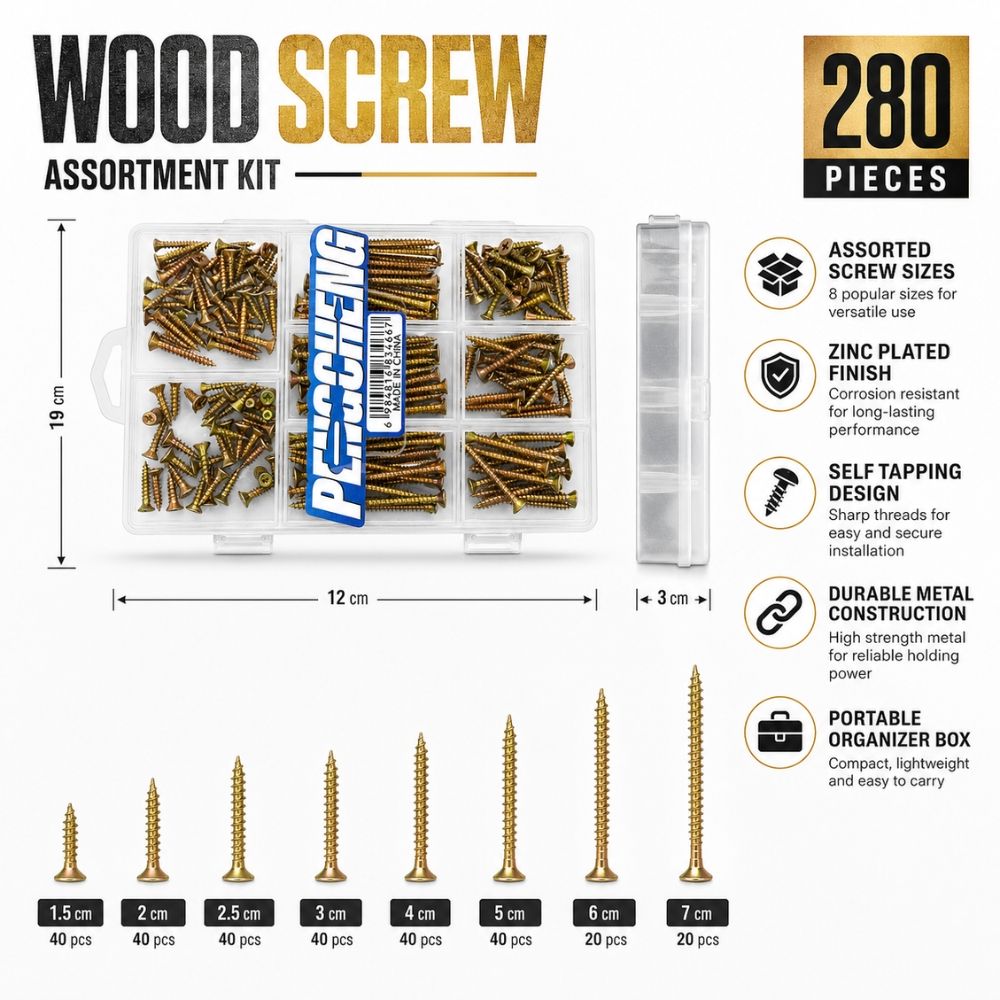 Pengcheng 8-Compartment Screw Organizer Set – Assorted Multi-Size Hardware Kit