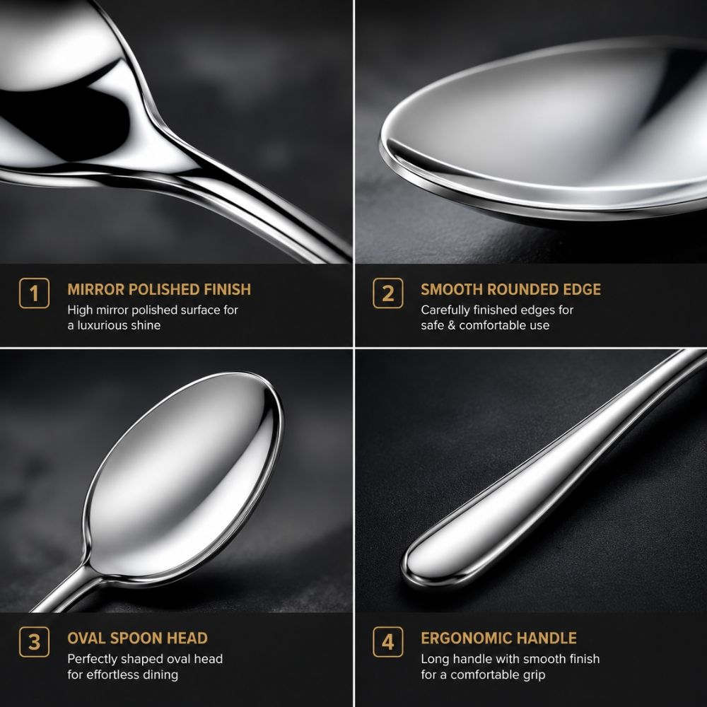 Premium Stainless Steel Table Spoon Featuring A Mirror Finish – Sliver (14Cm)