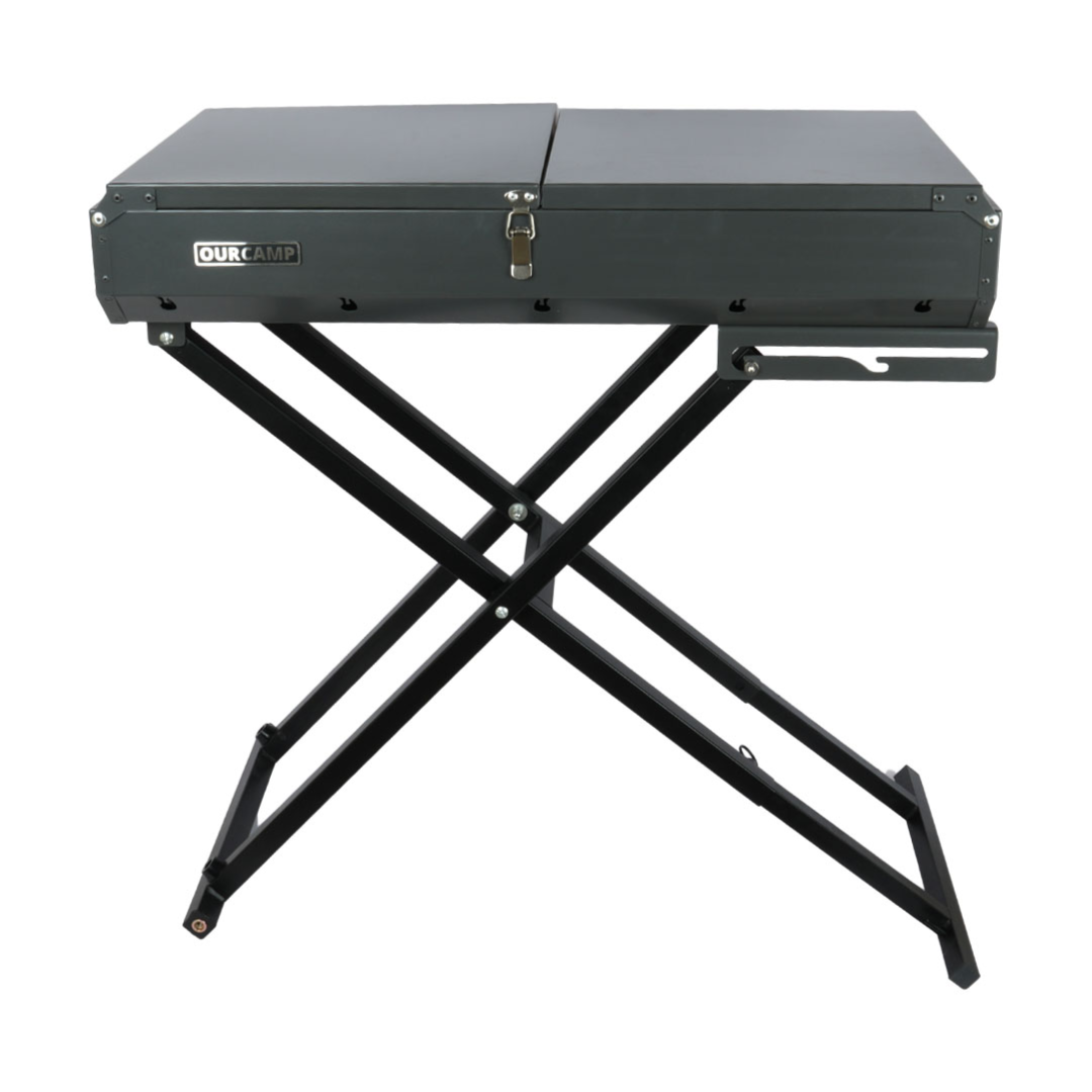 2-in-1 Outdoor BBQ Grill: Foldable Cart, Side Table & Wheels
