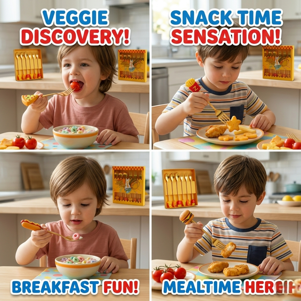 Golden Fun Fast Food Kids Cutlery Set 6 Pieces