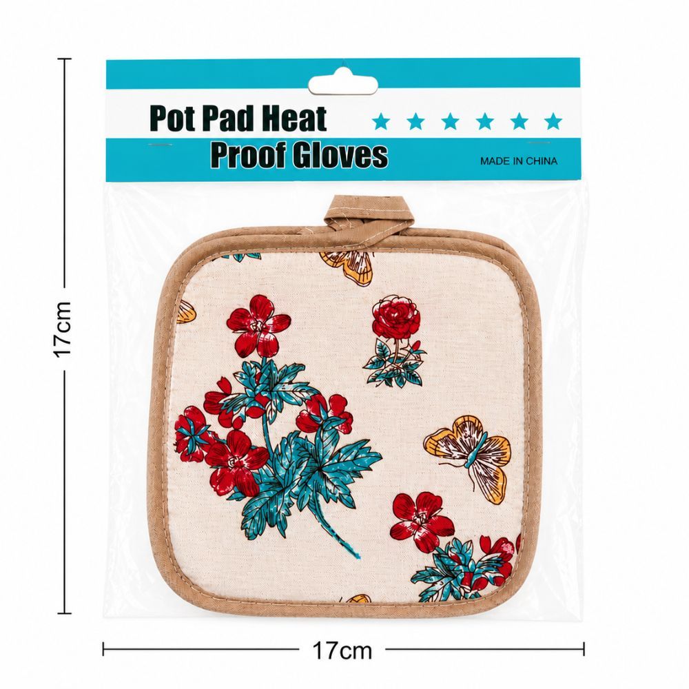 Premium Heat Resistant Kitchen Pot Pad With Floral Print And Hanging Loop