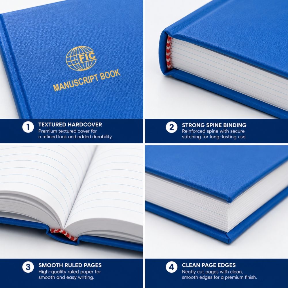 Professional Blue Hardcover Manuscript Notebook – Durable Long - Term Journal – 32x20x1.3cm