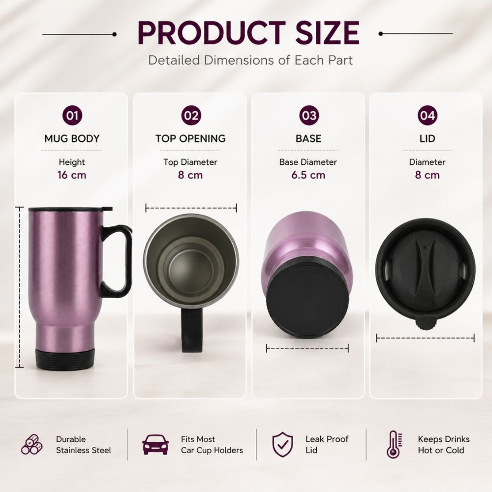 Professional Stainless Steel Travel Mug – Insulated With Handle (16Cm)