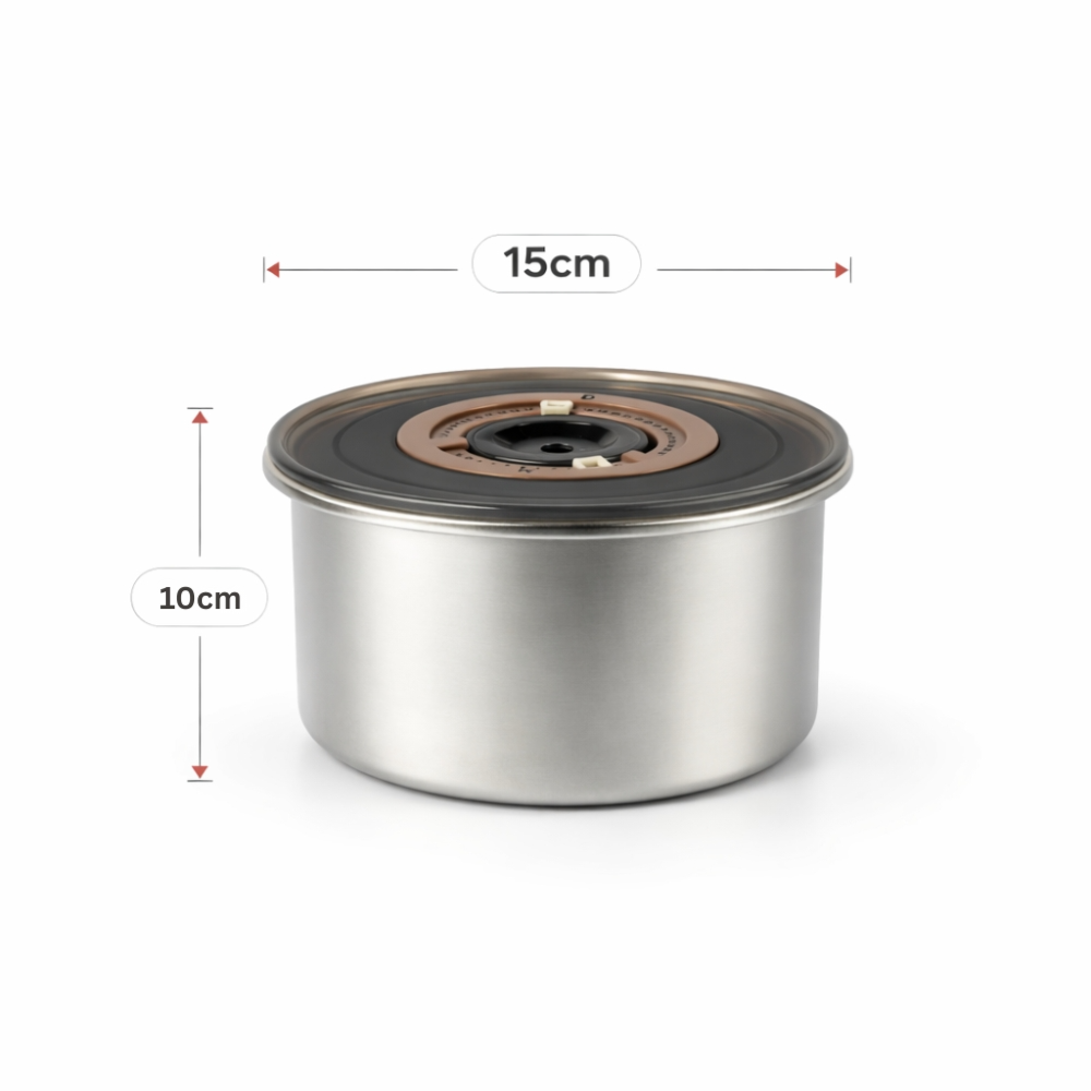 Premium Stainless Steel Lunch Box 1.2L – Leak-Proof Round Tiffin Container with Airtight Lid | Eco-Friendly Food Storage for Office & School (15cm x 10cm)