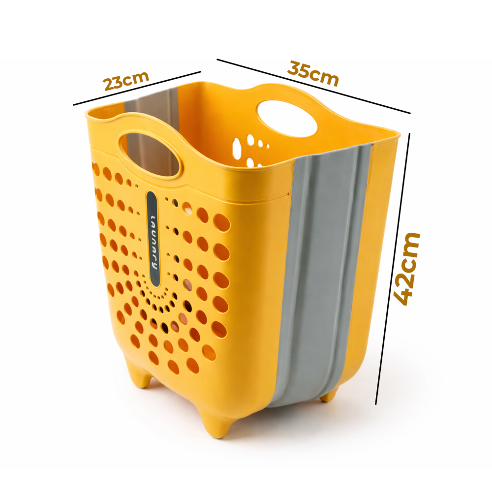 Portable Plastic Laundry Basket with Handle – Ventilated Clothes Storage Basket (42cm x 23cm x 35cm)
