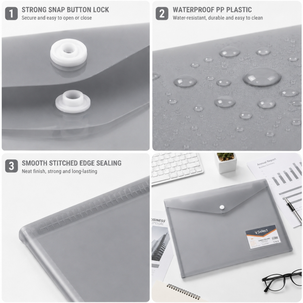 Document Folder – Durable Button File Organizer (34Cm X 24Cm)