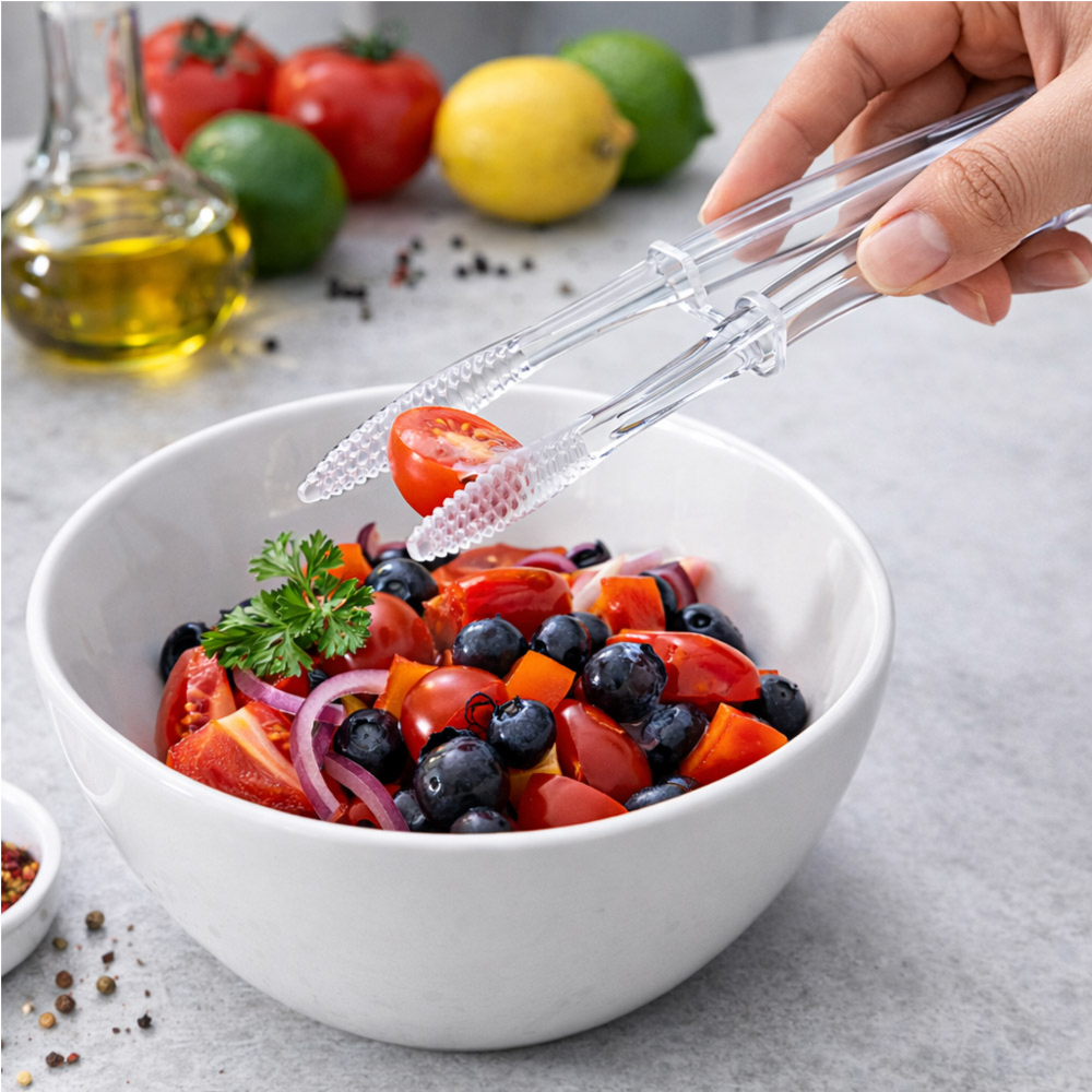 Disposable Plastic Food Serving Tongs | Clear Salad Serving Tongs