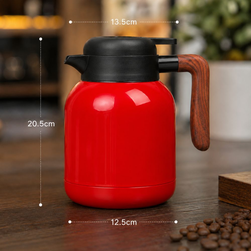 Premium Insulated Stainless Steel Vacuum Coffee Pot With Walnut Wood Handle And Infuser 1500ML