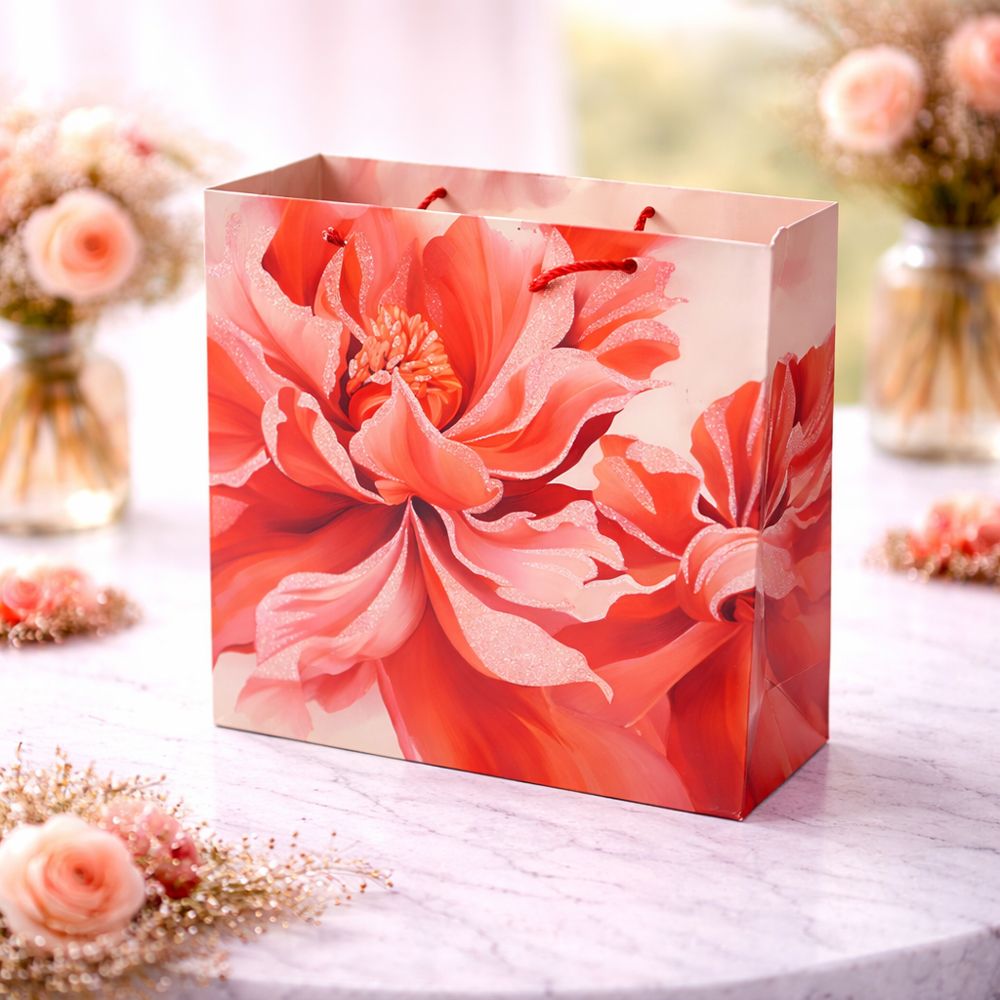Romantic Floral Wreath Premium Paper Gift Bag – 32Cm