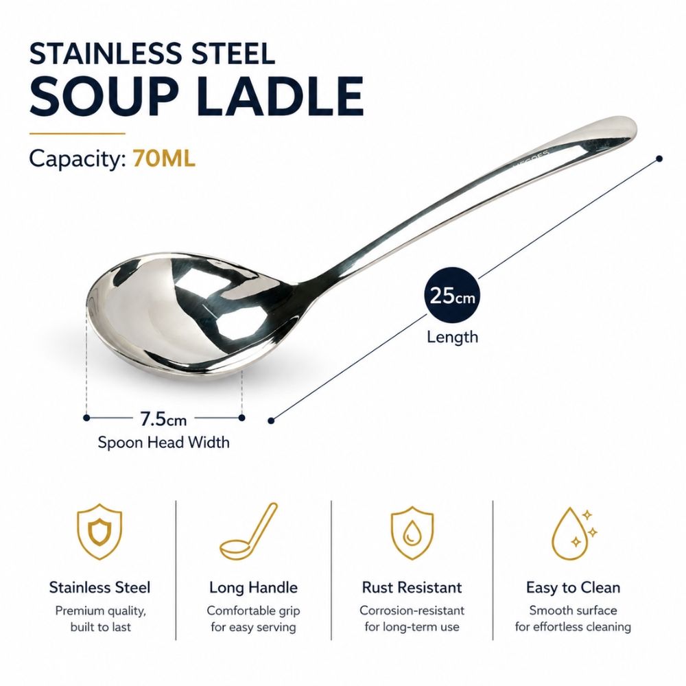 Premium Heavy Duty Stainless Steel Soup Ladle Large Serving Spoon