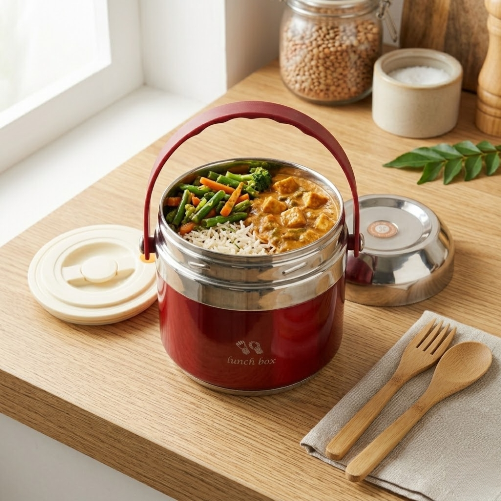 Stainless Steel Thermal Lunch Box – Insulated Food Container with Inner Bowl (16cm x 15cm)