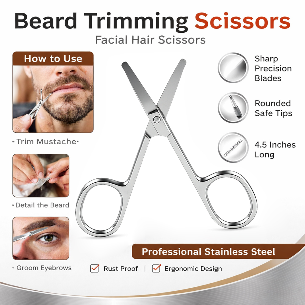 Professional Precision Grooming Scissors (4.5") – Stainless Steel with Safety Rounded Tips