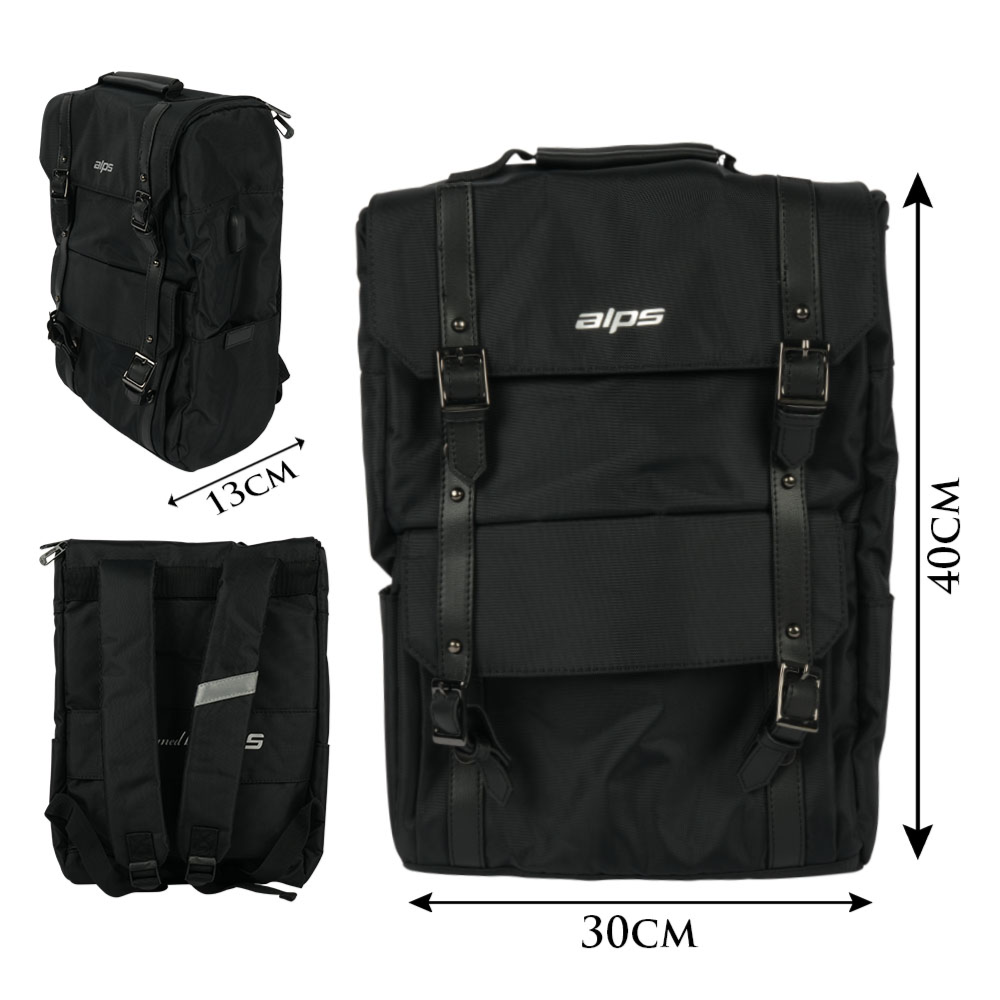Alps Premium Urban Backpack - Sleek Black (40x30x13cm)