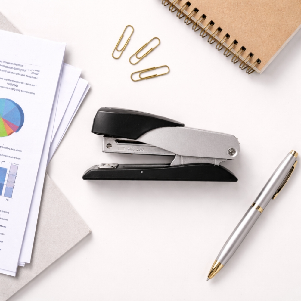 PENPAI Classic Heavy-Duty Office Stapler – 30 Sheet Capacity – Silver & Black