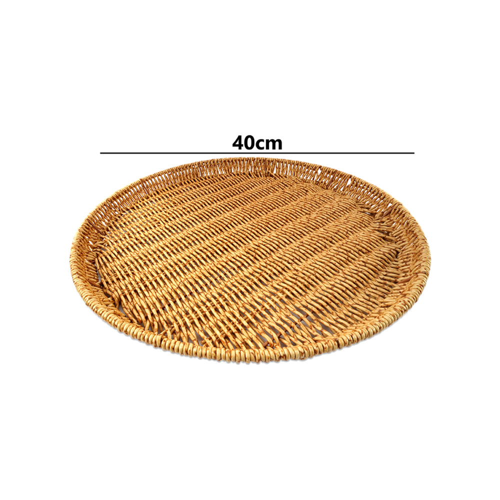 Premium Synthetic Fiber Round Serving Tray 40CM | Extra Large Woven Table Tray | Durable Serving & Decorative Use