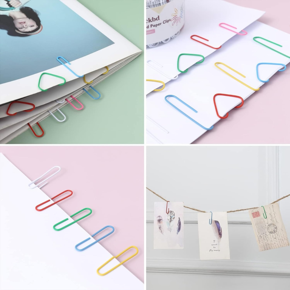 Premium Jumbo Multi-Color Paper Clips (50mm) - 6 Compartment Organizer Jar