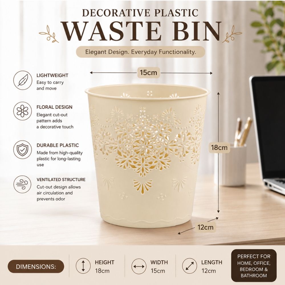 Elegant Floral Desktop Waste Bin Compact Multi Purpose Storage Organizer
