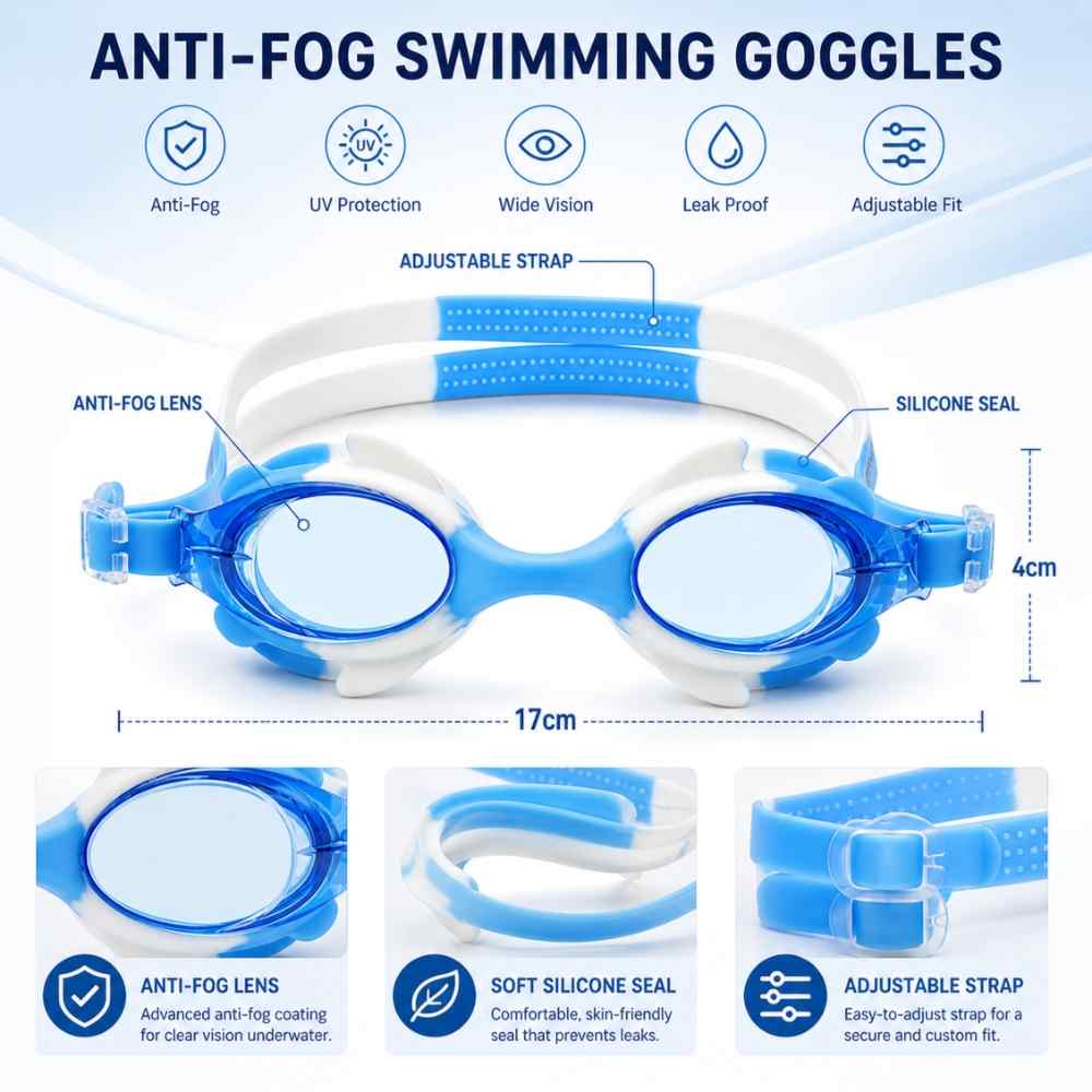 Premium Anti Fog Swimming Goggles With Adjustable Silicone Strap