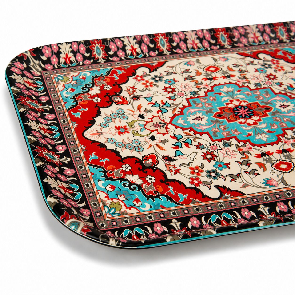 Professional Persian - Style Carpet Pattern Serving Tray – Traditional Oriental Motif (40cm)