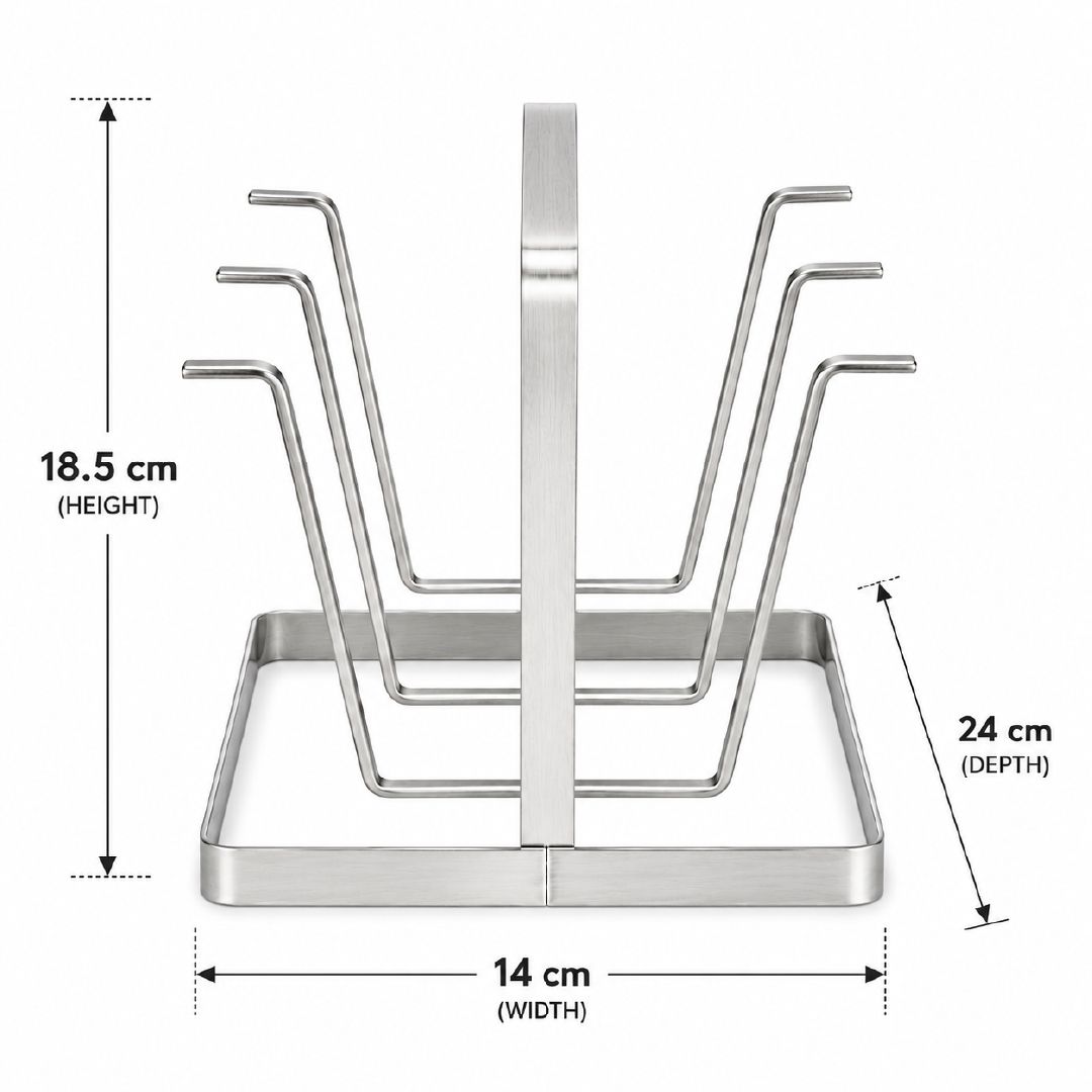Eco-Conscious Stainless Steel Cup Drying Rack And Tumbler Organizer With Six Hooks