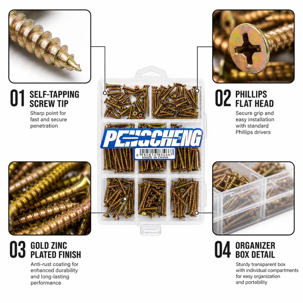 Pengcheng 8-Compartment Screw Organizer Set – Assorted Multi-Size Hardware Kit