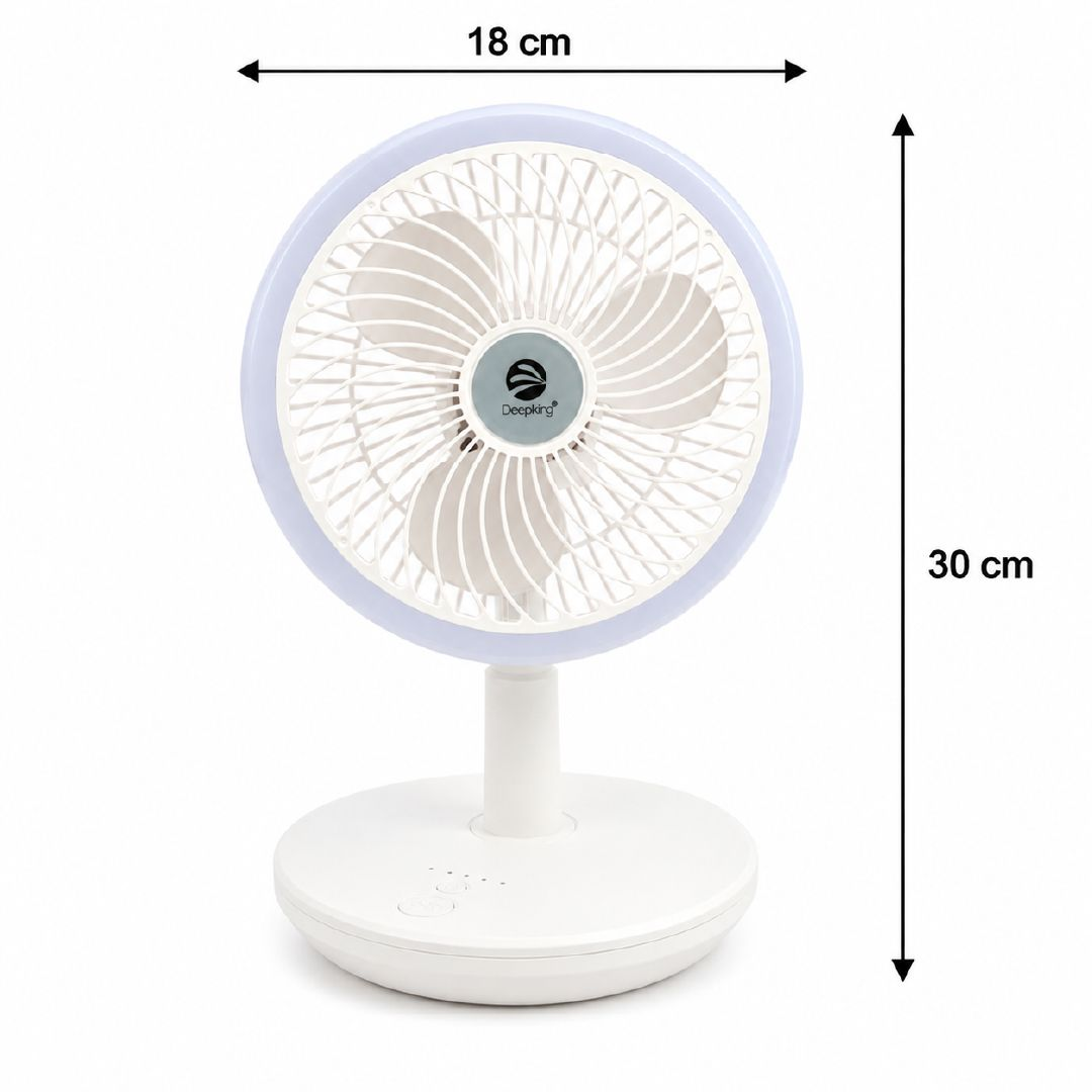 Vitalizing Deepking Dk-123 Rechargeable Table Fan With A Built-In Led .; 18 X 30 Cm; Indigo