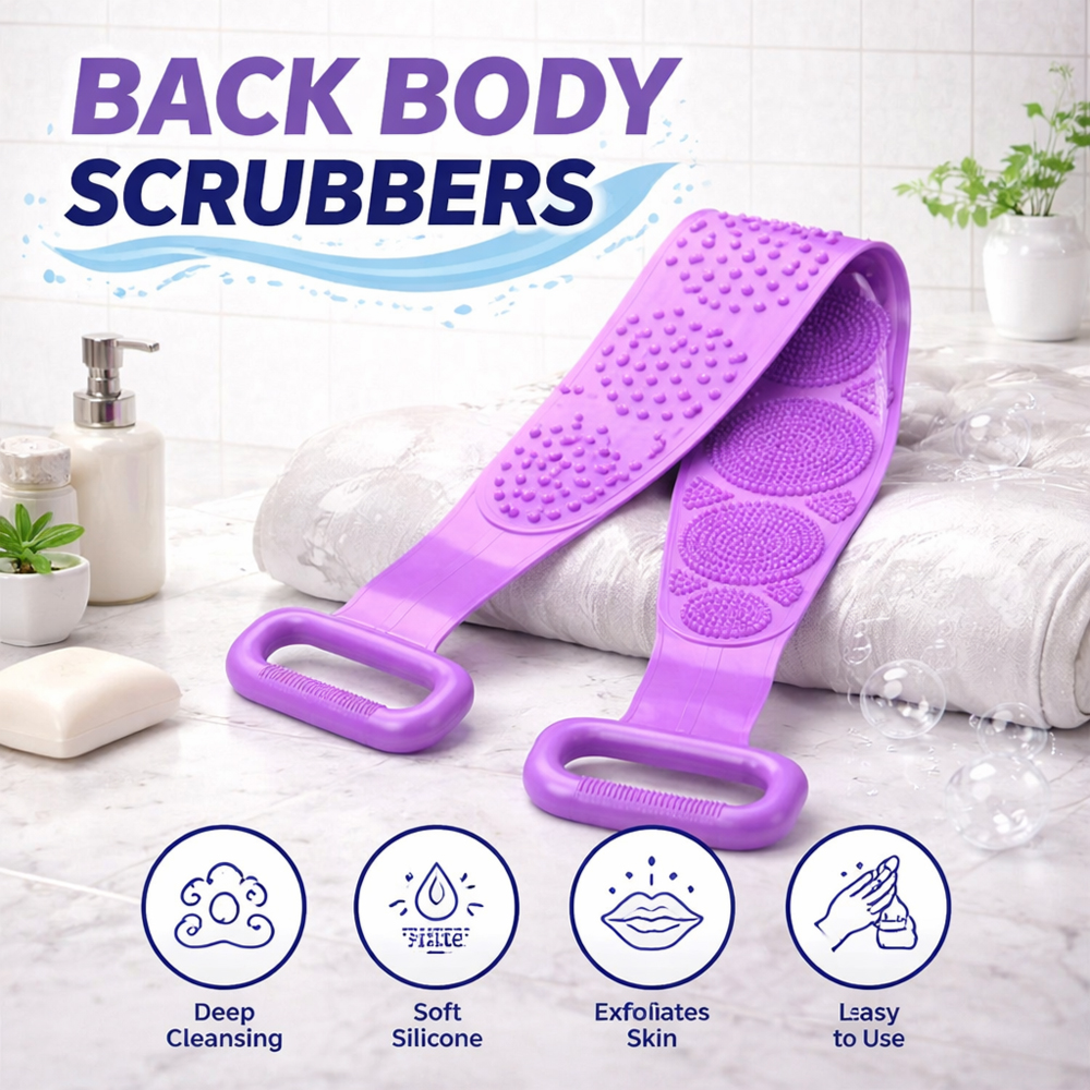 Premium Silicone Bath Rub | Double-Sided Body Back Scrubber