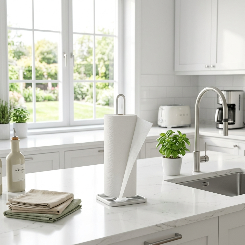 Modern Stainless Steel Versatile Kitchen Tissue Roll Holder And Organizer