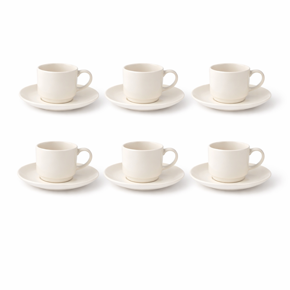 Luxury 12 PCS Ceramic Cup & Saucer Set – Elegant Tea & Coffee Serving Set with Elegant Gift Box Packaging
