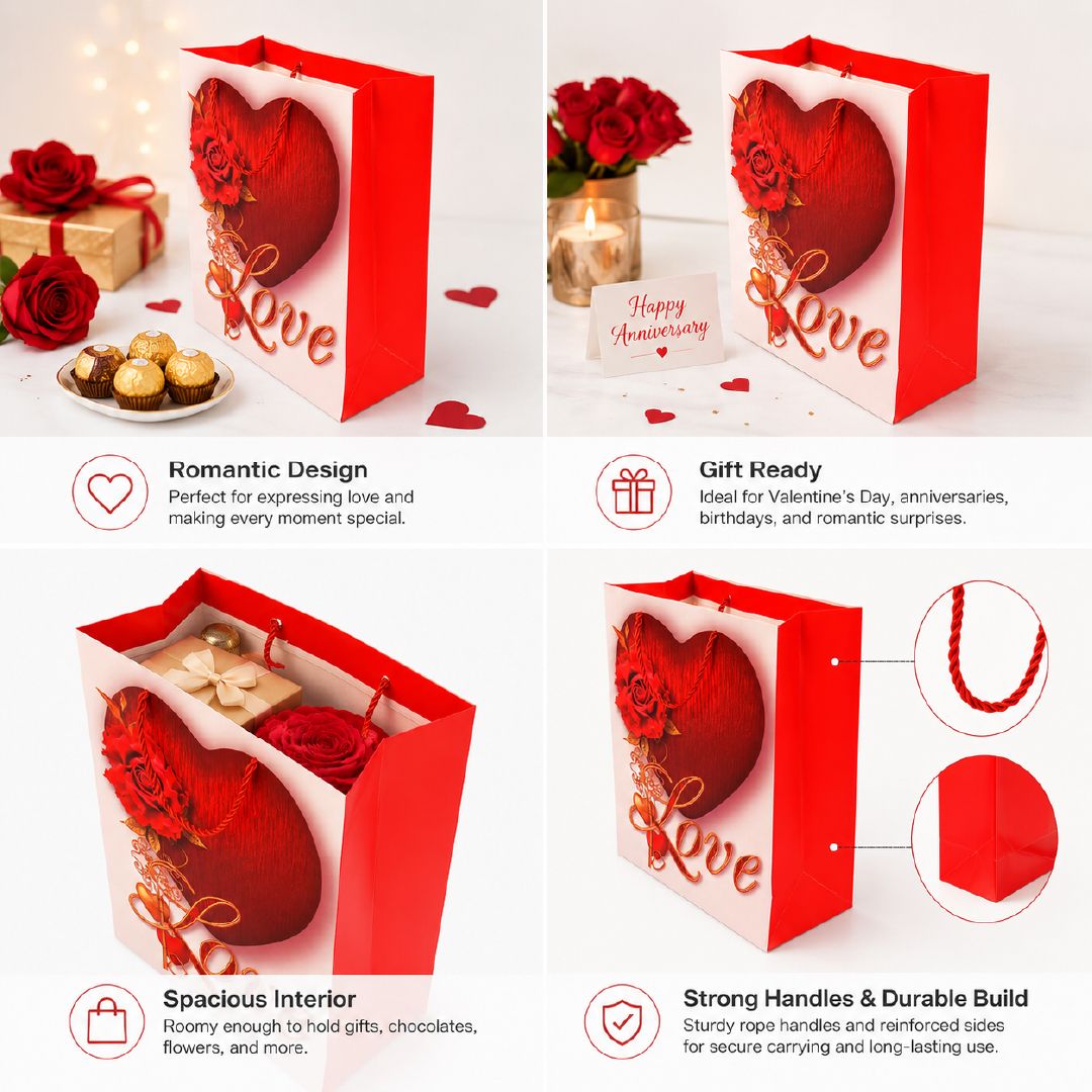 Premium Paper Gift Bag Heart– 32cm