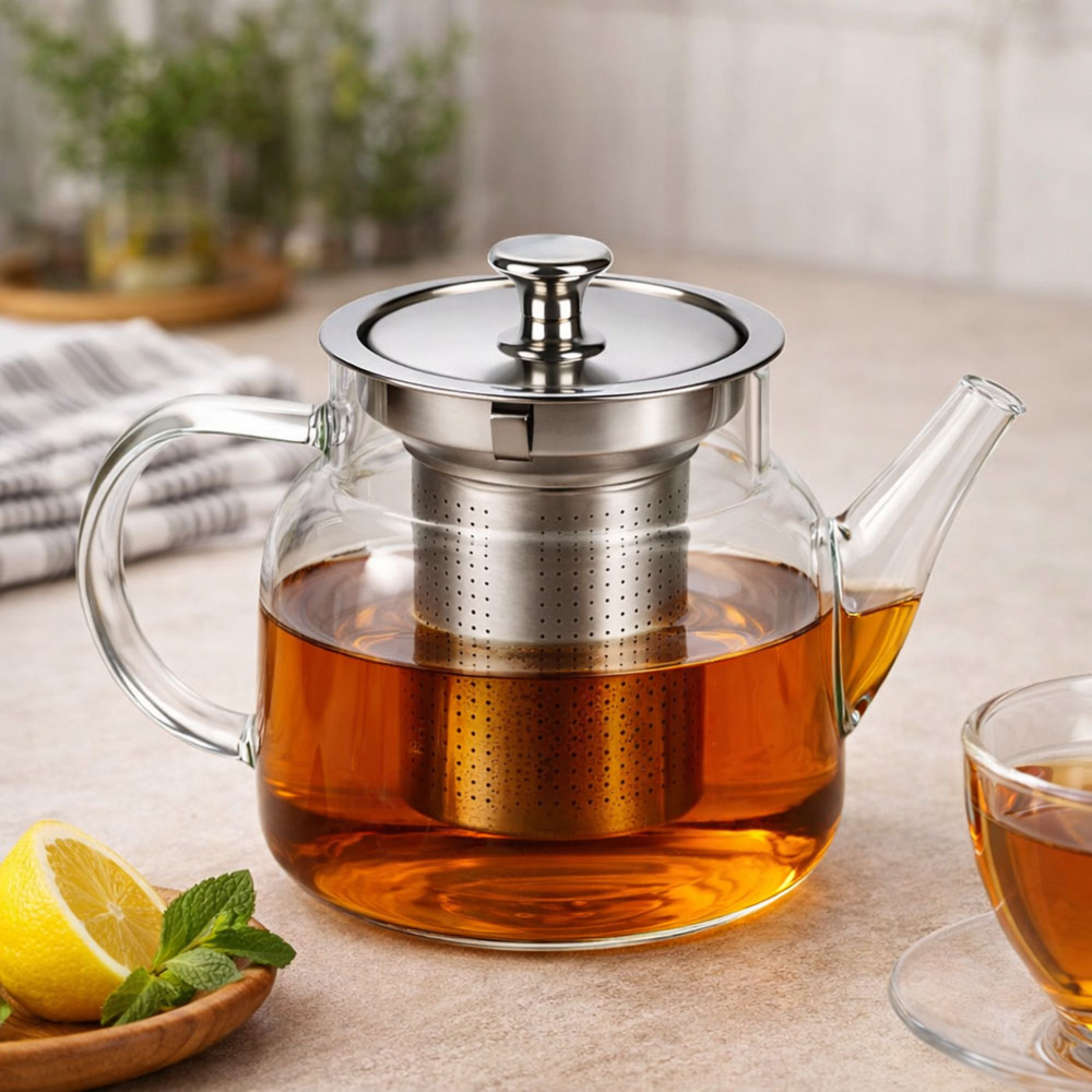 Glass Tea Pot with Stainless Steel Filter