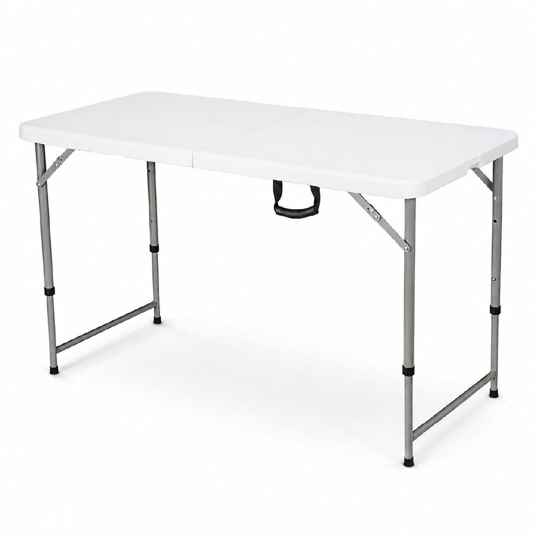 Fluid Portable Folding Table With Height-Adjustable Legs – 74 X 122 X 60 Cm