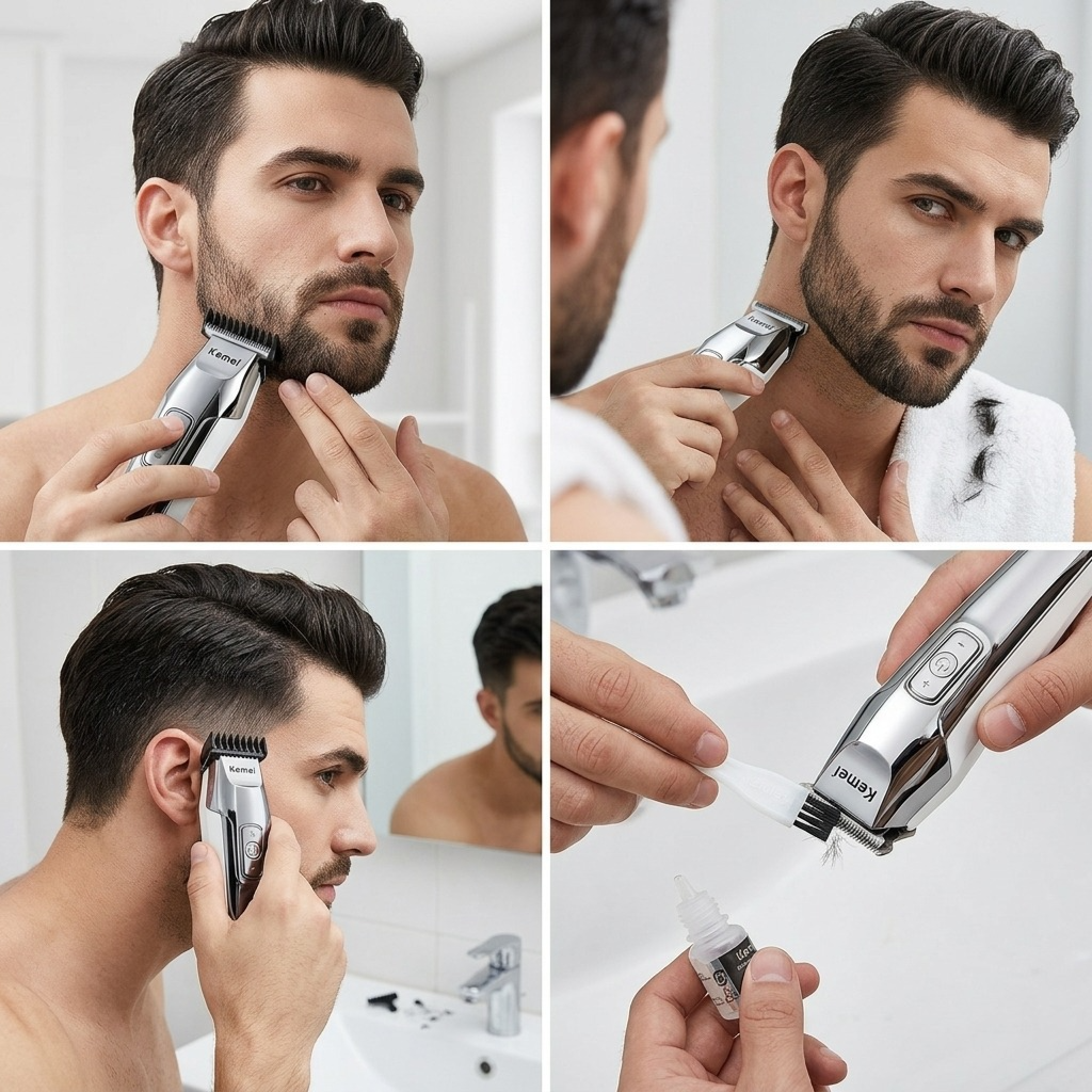 Kemei KM 5027 Professional Cordless Hair Clipper & 0mm Baldhead Trimmer
