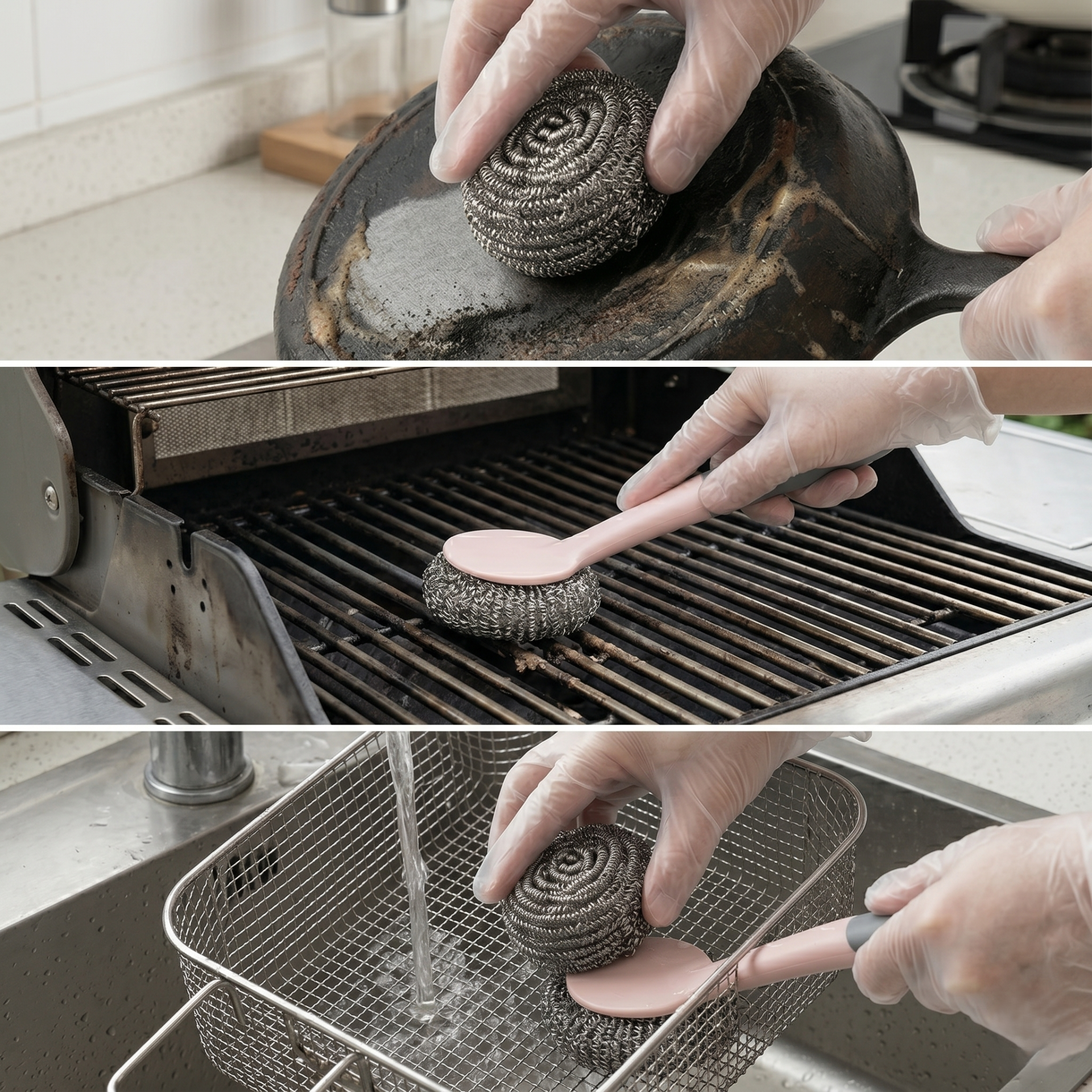 Stainless Steel Scrubber Brush Set