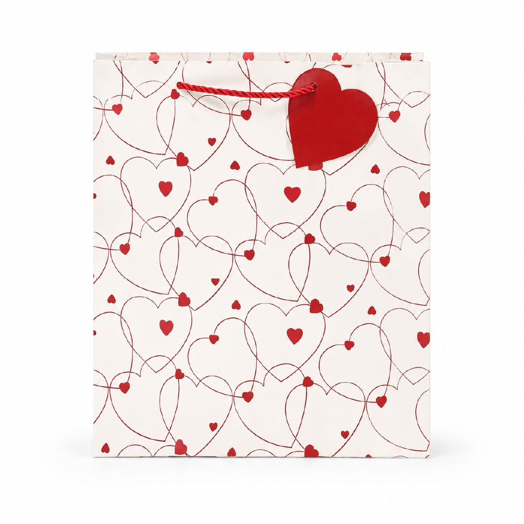 Premium Paper Gift Bag With Heart Print – 32Cm